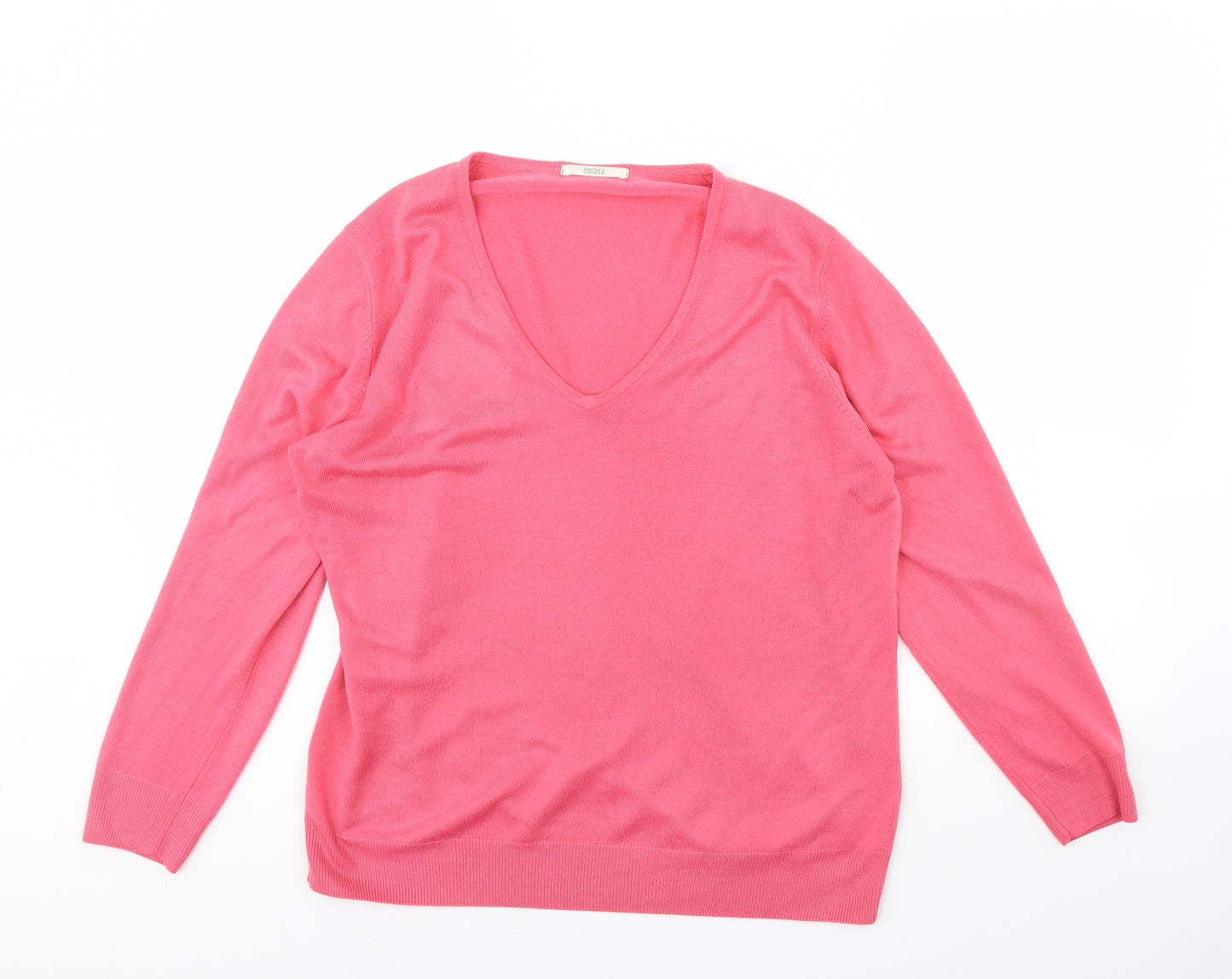 M&s Womens Pink   Pullover Jumper Size 16