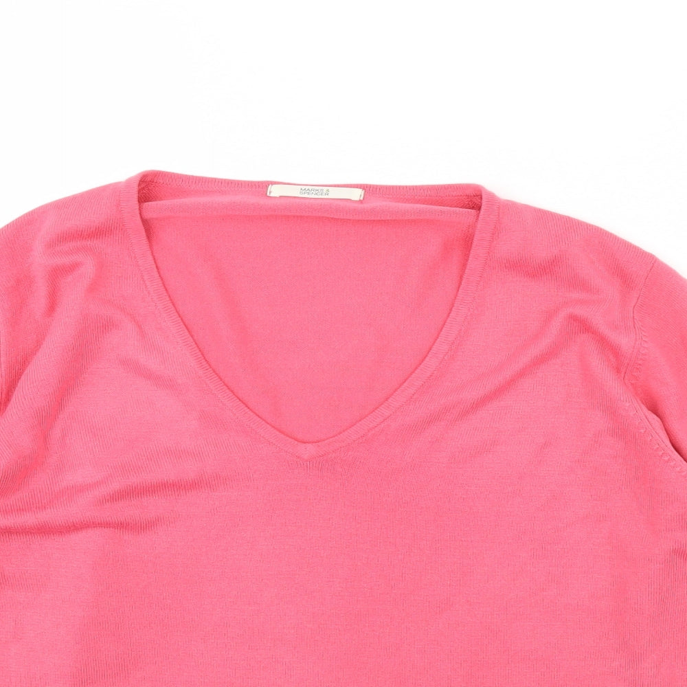 M&s Womens Pink   Pullover Jumper Size 16