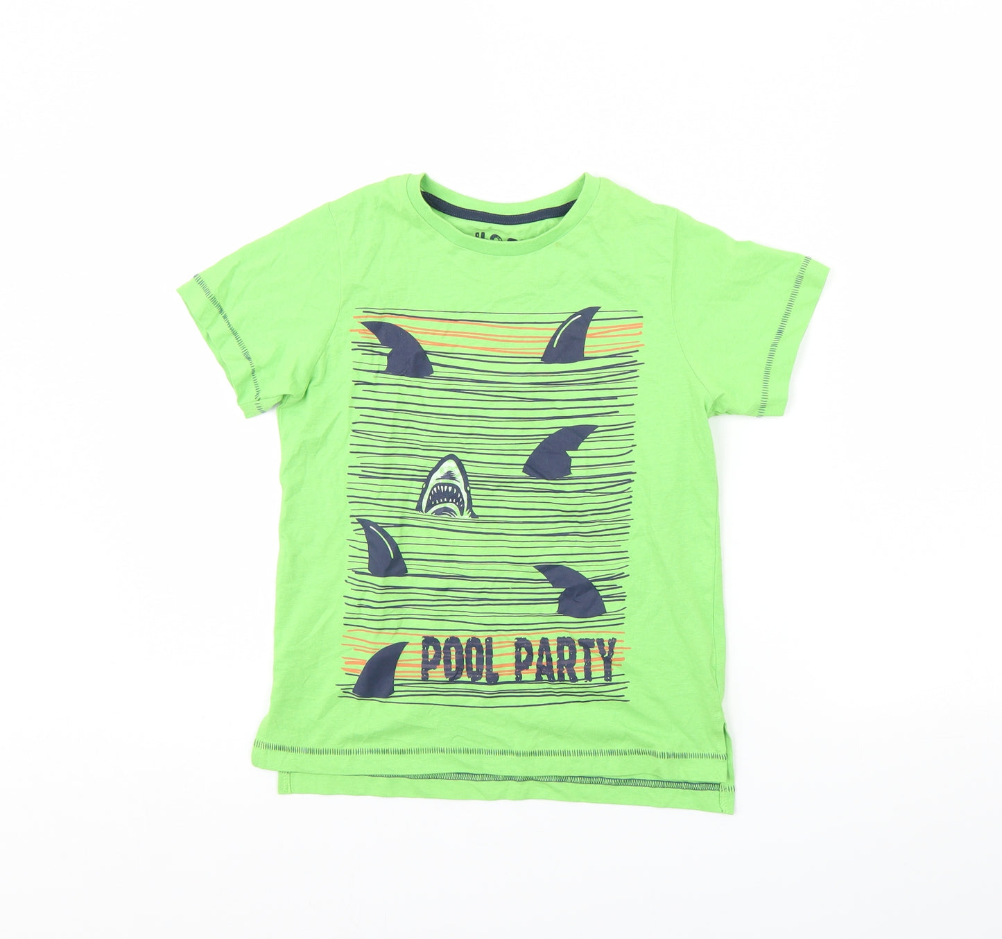 Preworn Boys Green   Basic T-Shirt Size 8 Years  - Sharks