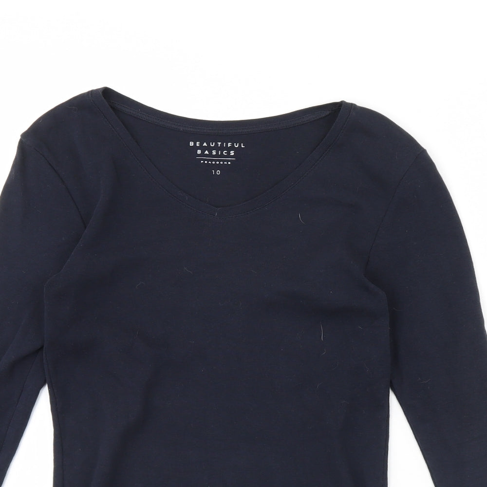 Peacocks Womens Blue   Basic T-Shirt Size 10