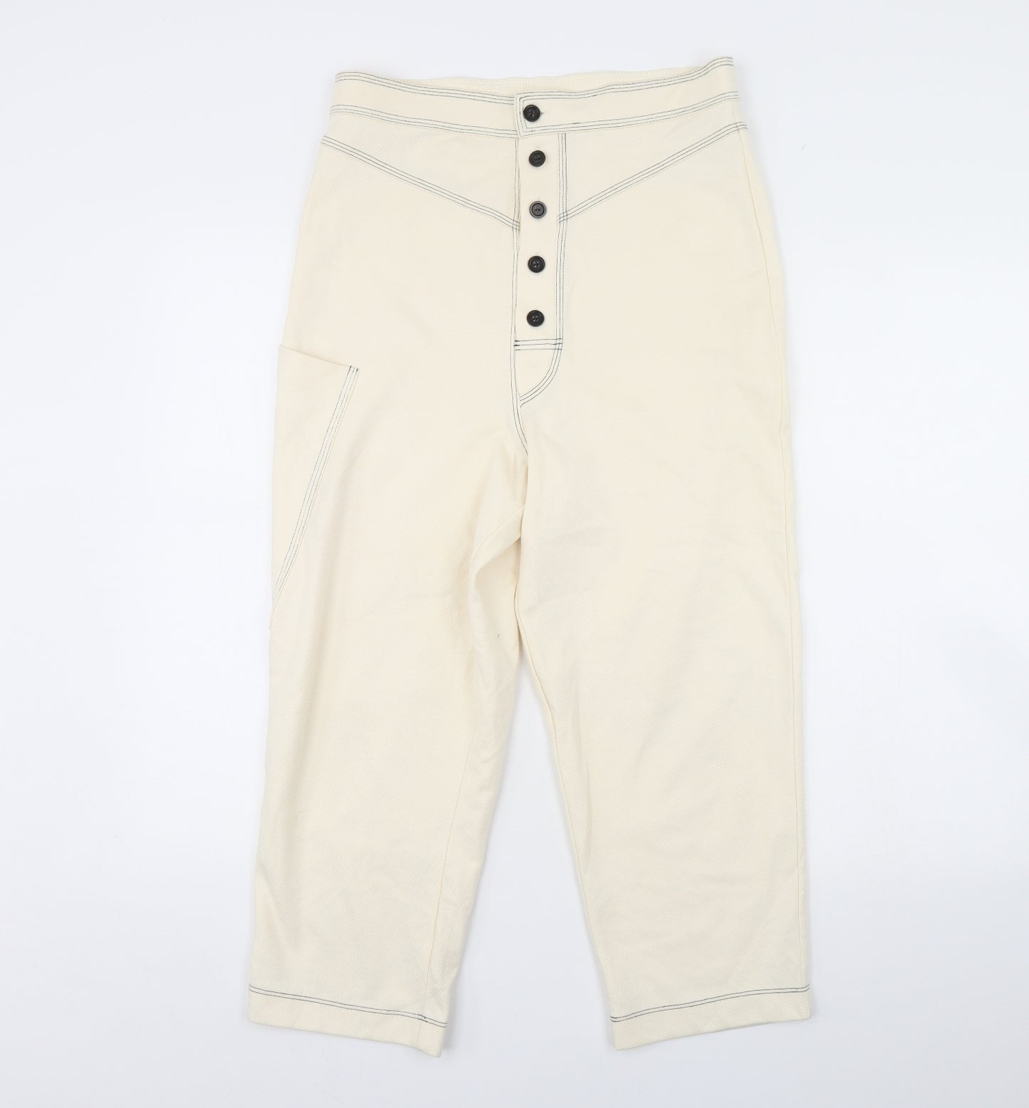 Zara Womens Ivory   Trousers  Size S L23 in