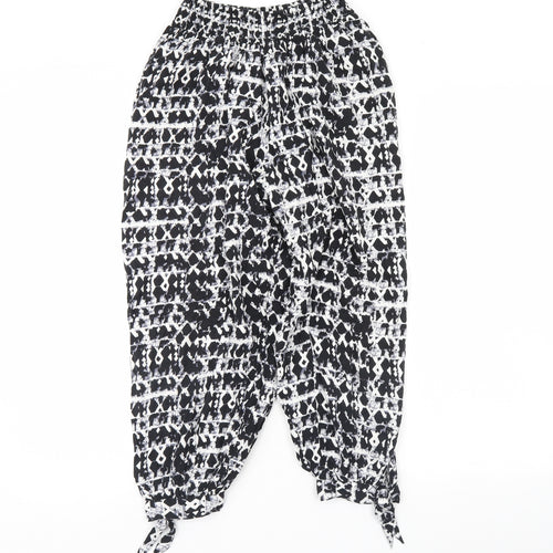 M&s Womens Black Geometric  Trousers  Size S L26 in