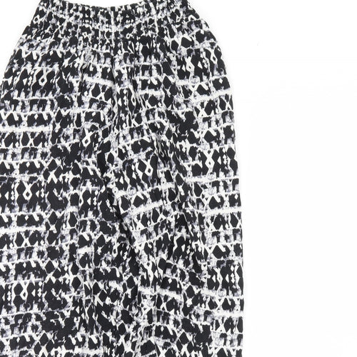 M&s Womens Black Geometric  Trousers  Size S L26 in