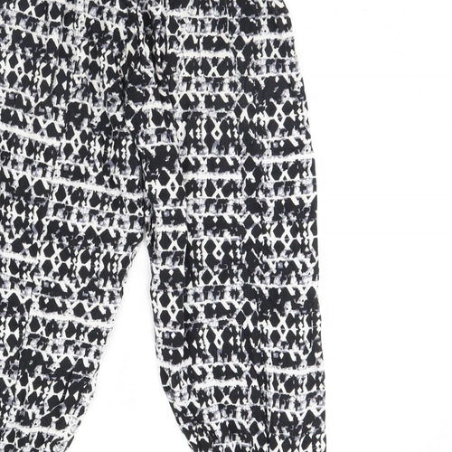 M&s Womens Black Geometric  Trousers  Size S L26 in