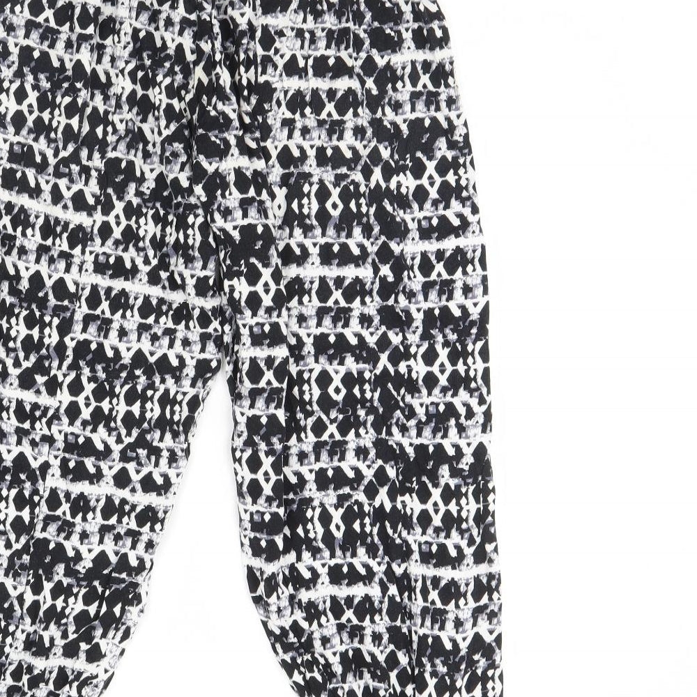 M&s Womens Black Geometric  Trousers  Size S L26 in