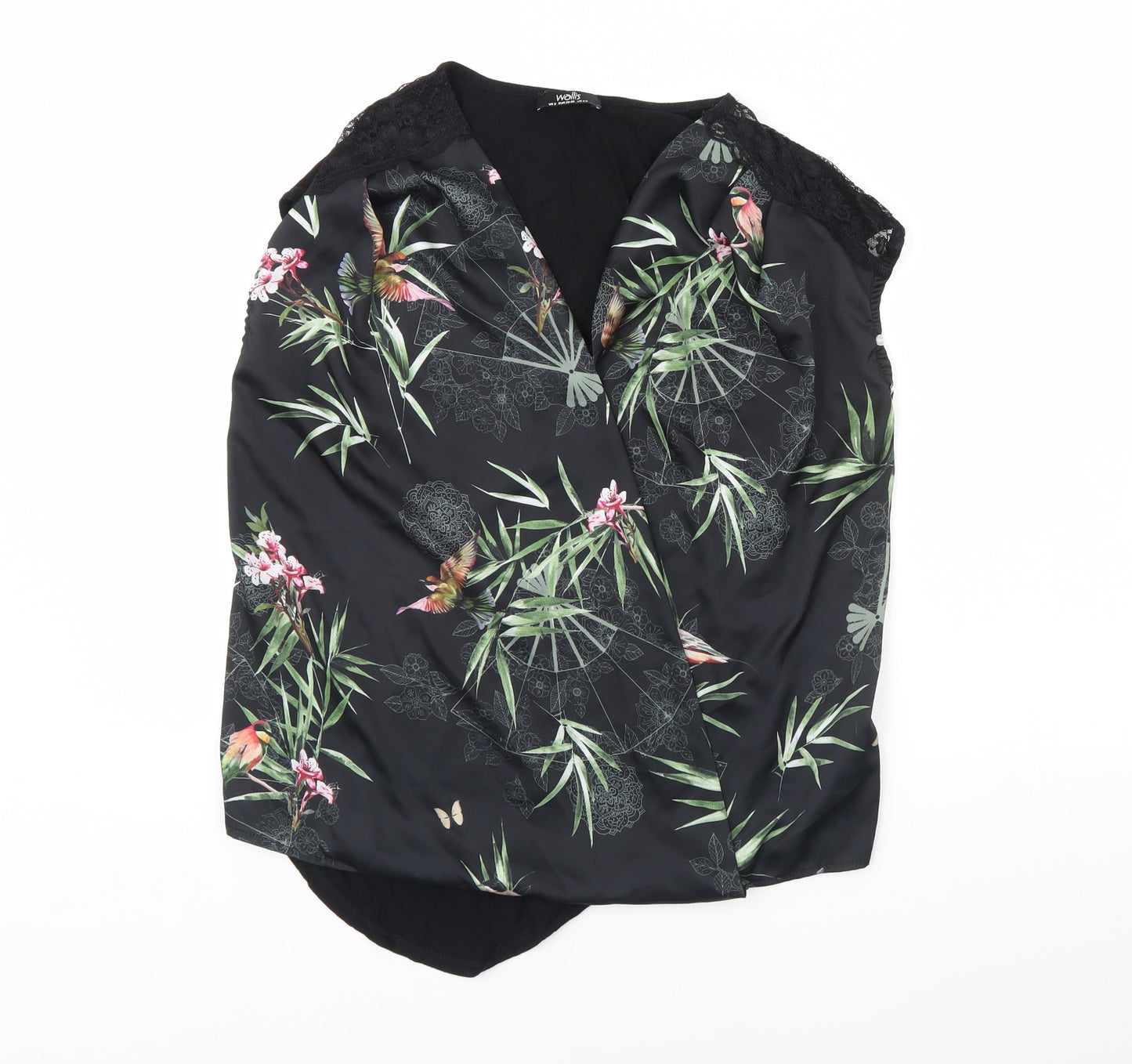 Wallis Womens Black Floral  Basic Tank Size S