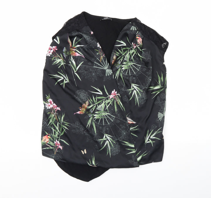 Wallis Womens Black Floral  Basic Tank Size S