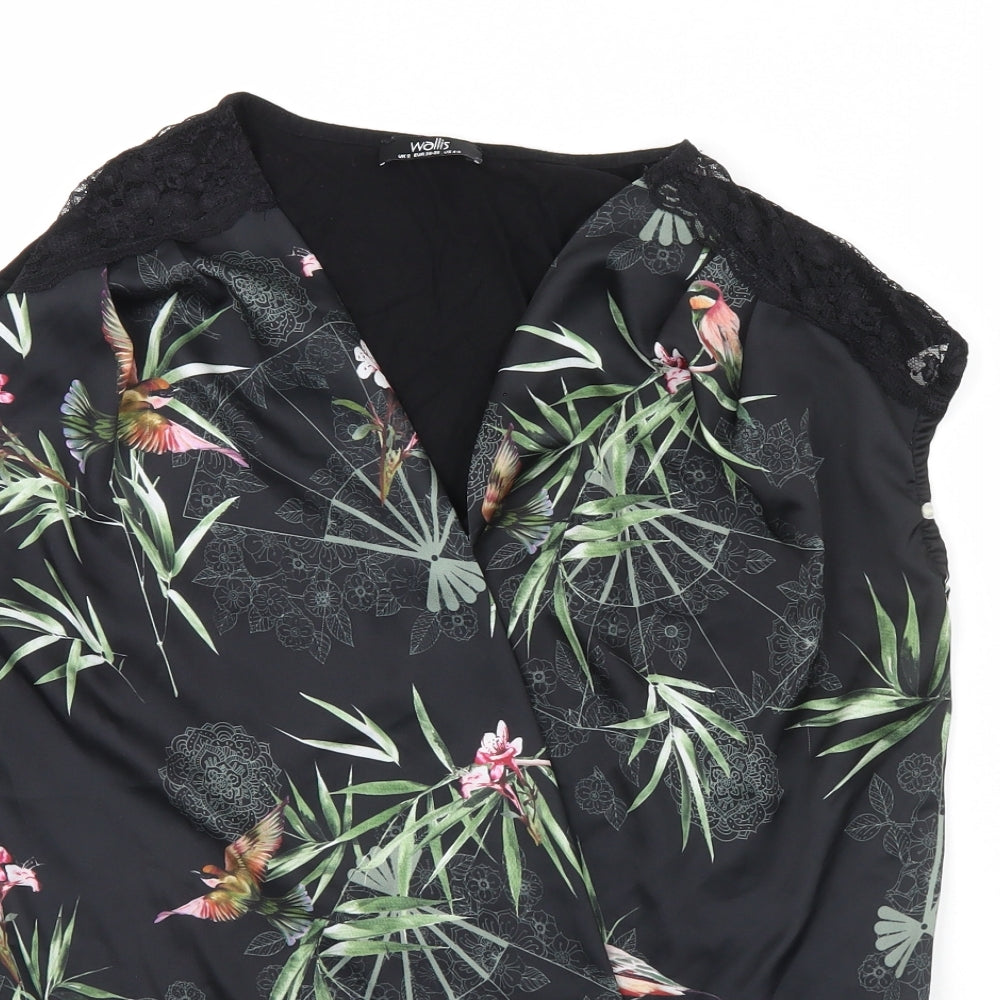 Wallis Womens Black Floral  Basic Tank Size S