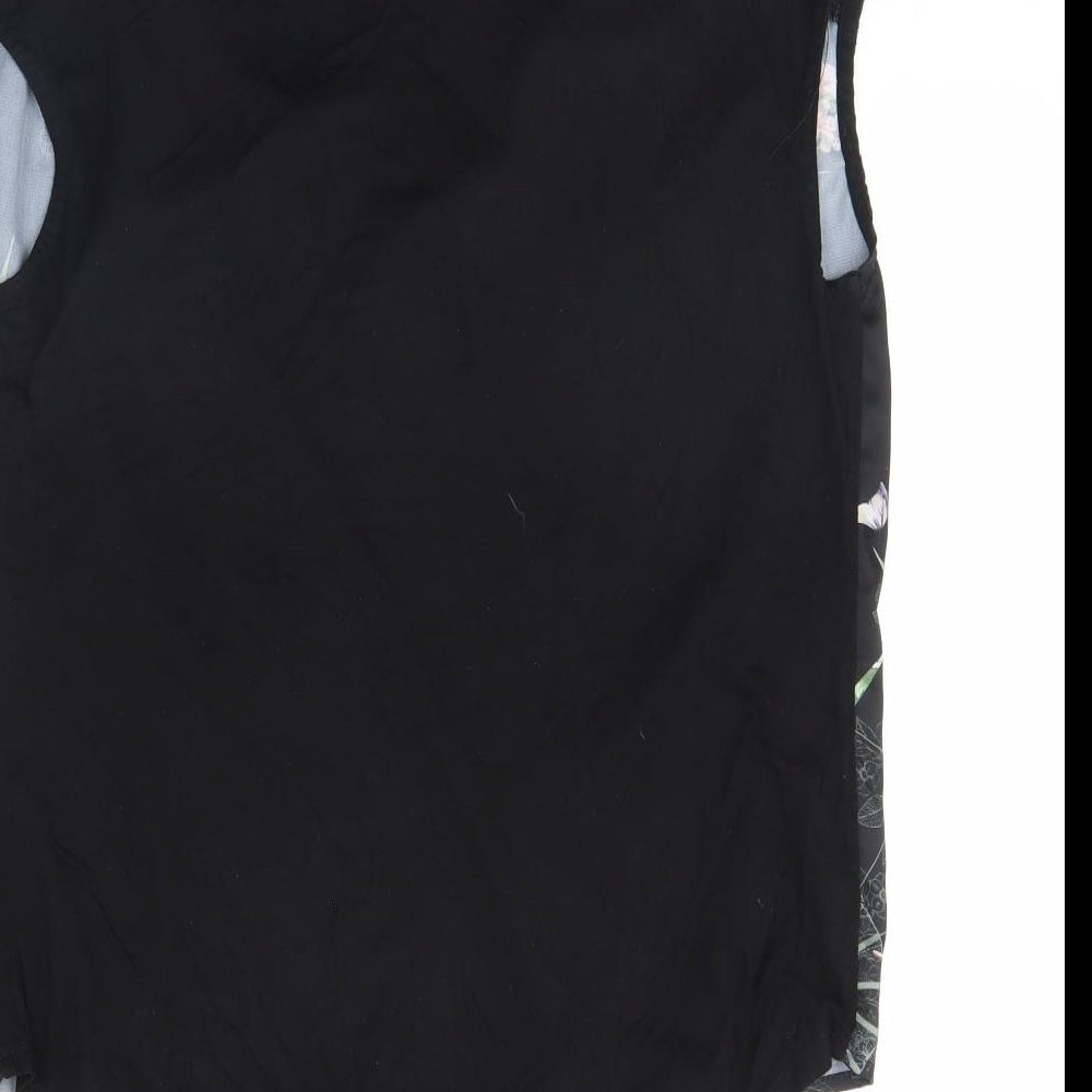 Wallis Womens Black Floral  Basic Tank Size S