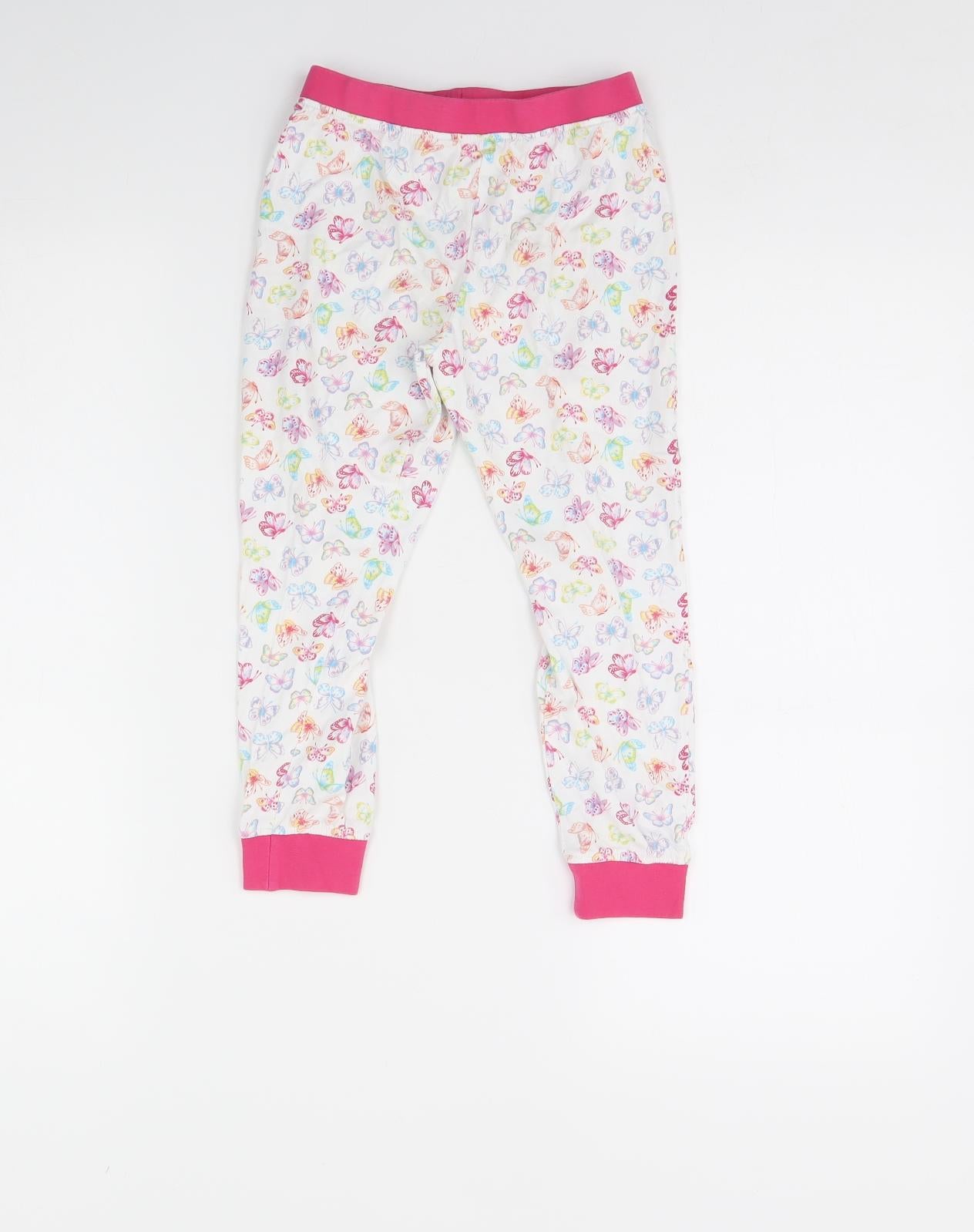F&F Girls White Animal Print  Cami Pyjama Pants Size 6 Years