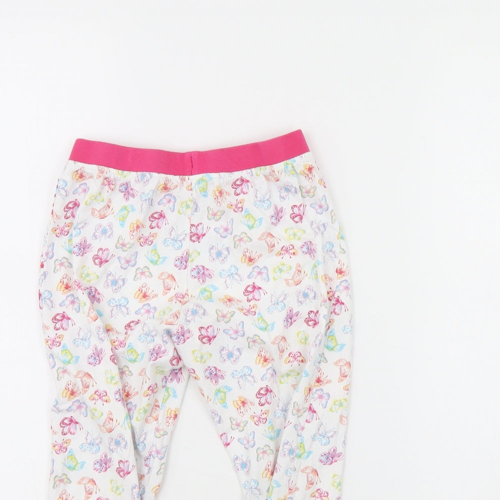F&F Girls White Animal Print  Cami Pyjama Pants Size 6 Years