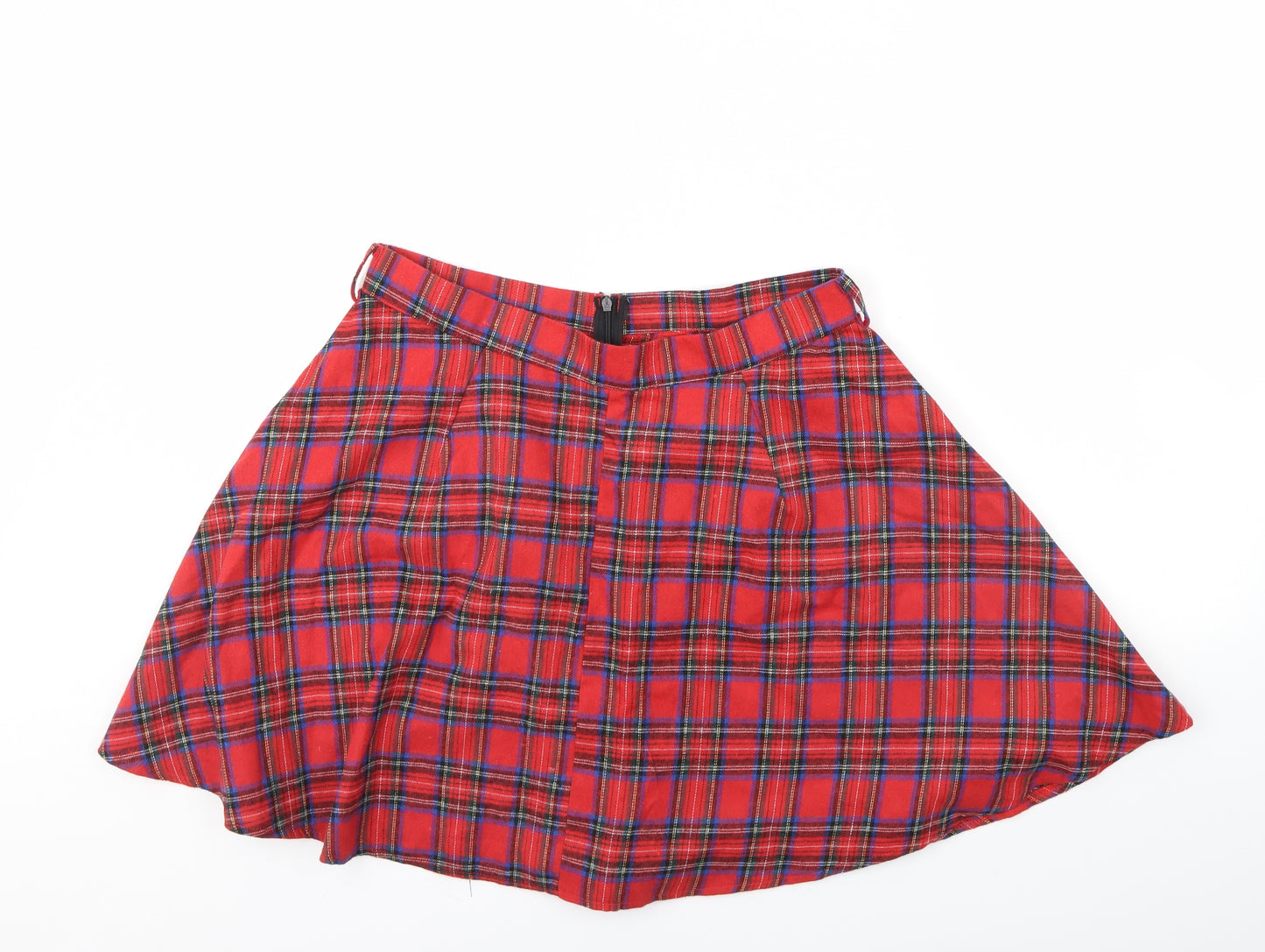 Shein  Womens Red Plaid  Flare Skirt Size XL
