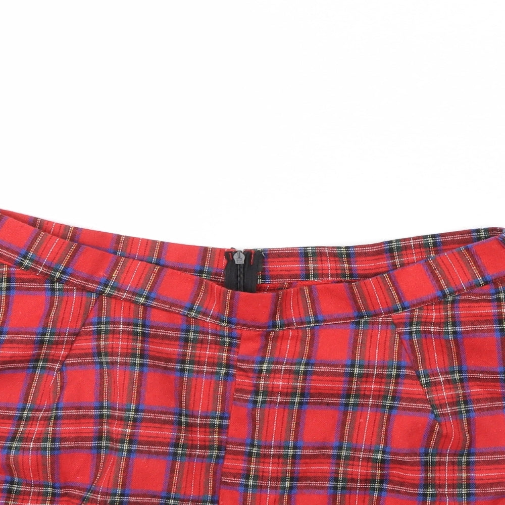 Shein  Womens Red Plaid  Flare Skirt Size XL