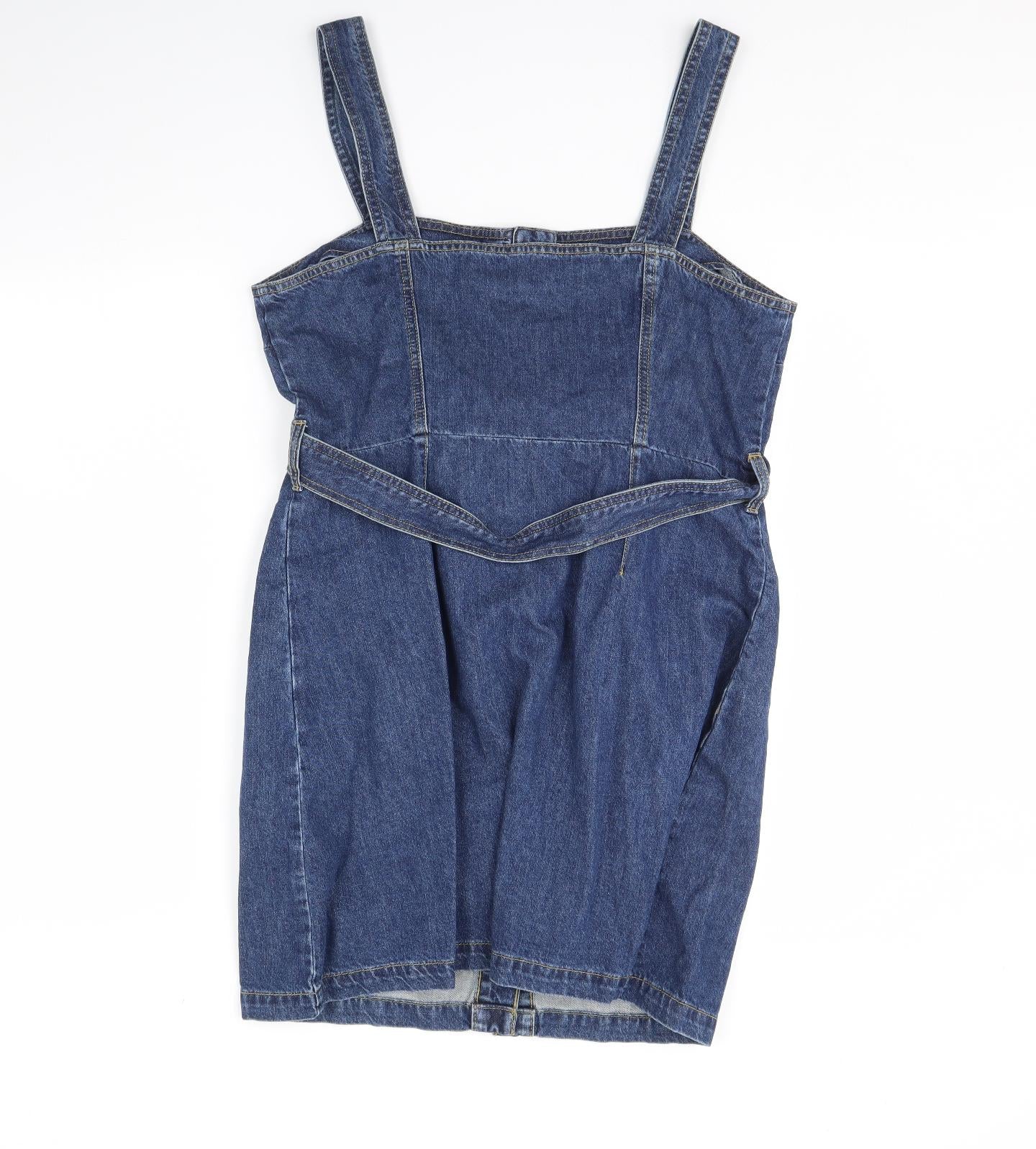Dorothy Perkins Womens Blue  Denim Pinafore/Dungaree Dress  Size 16