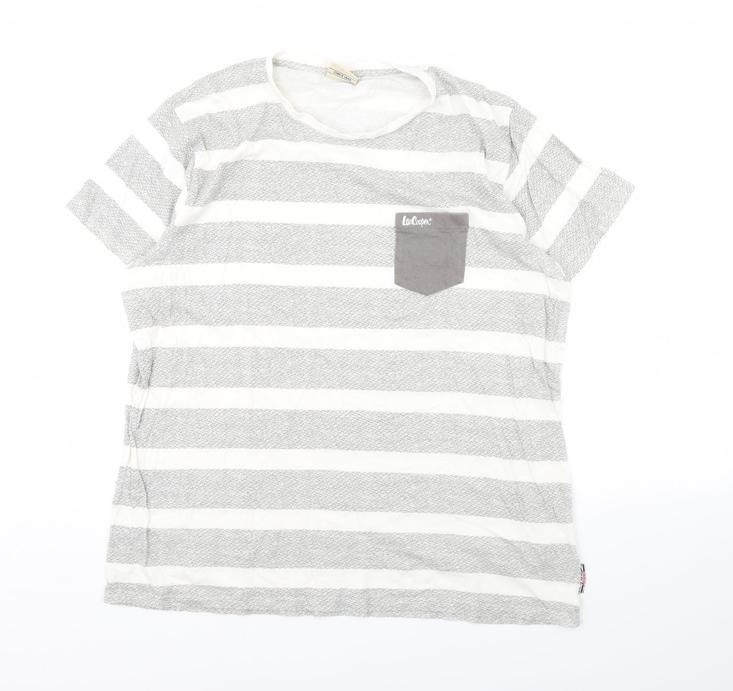 Lee Cooper Womens Grey Striped  Basic T-Shirt Size XL