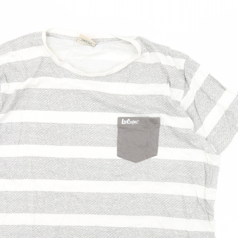 Lee Cooper Womens Grey Striped  Basic T-Shirt Size XL