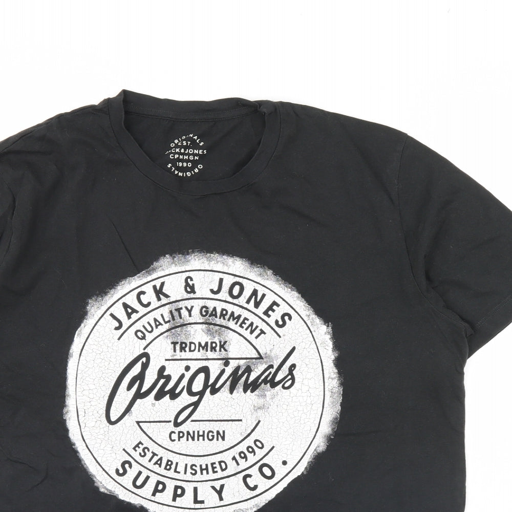 JACK & JONES Mens Black    T-Shirt Size XL