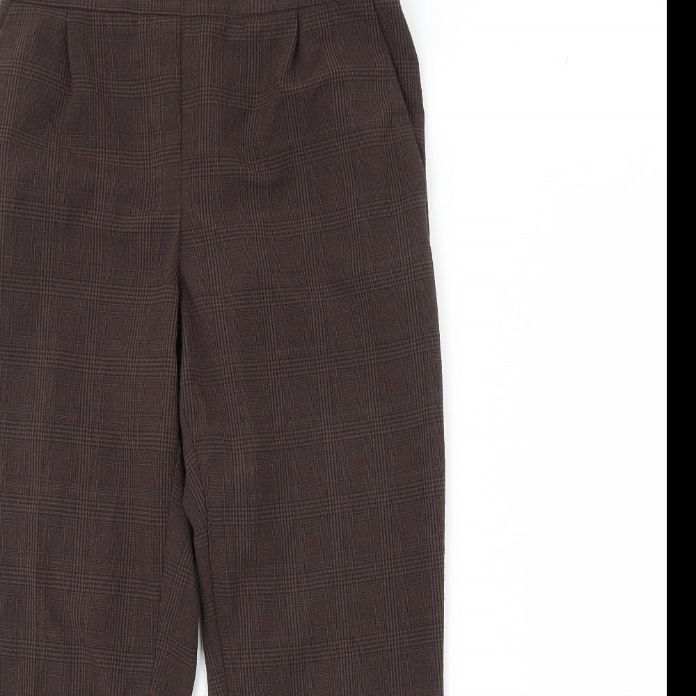 H&M Womens Brown Check  Trousers  Size 8 L28 in