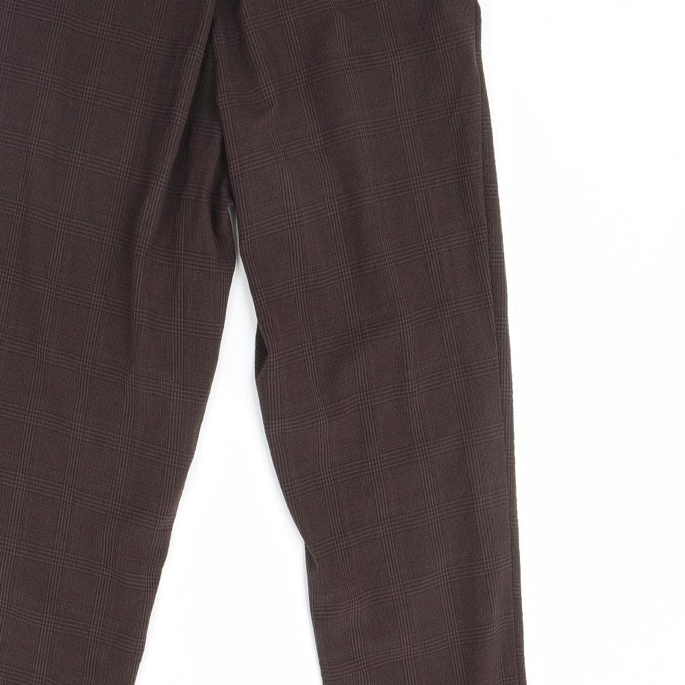 H&M Womens Brown Check  Trousers  Size 8 L28 in