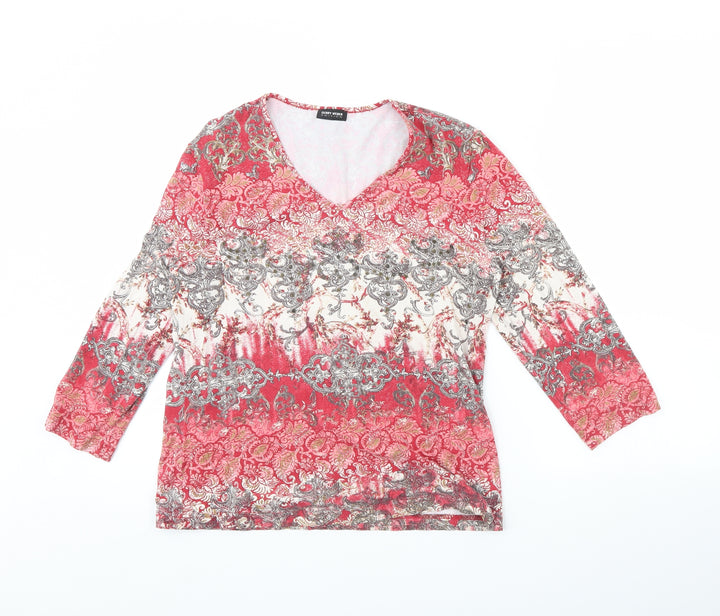 Gerry Weber Womens Red Fair Isle  Basic Blouse Size 10