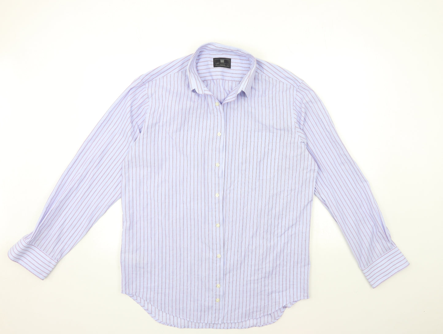 Marks and Spencer Mens Blue Striped   Dress Shirt Size 16