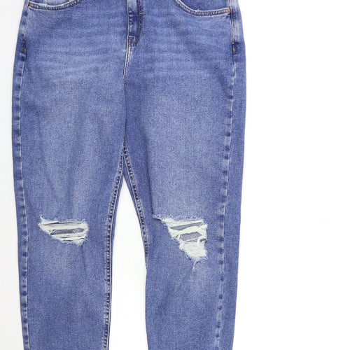 New Look Womens Blue  Denim Mom Jeans Size 14 L25 in