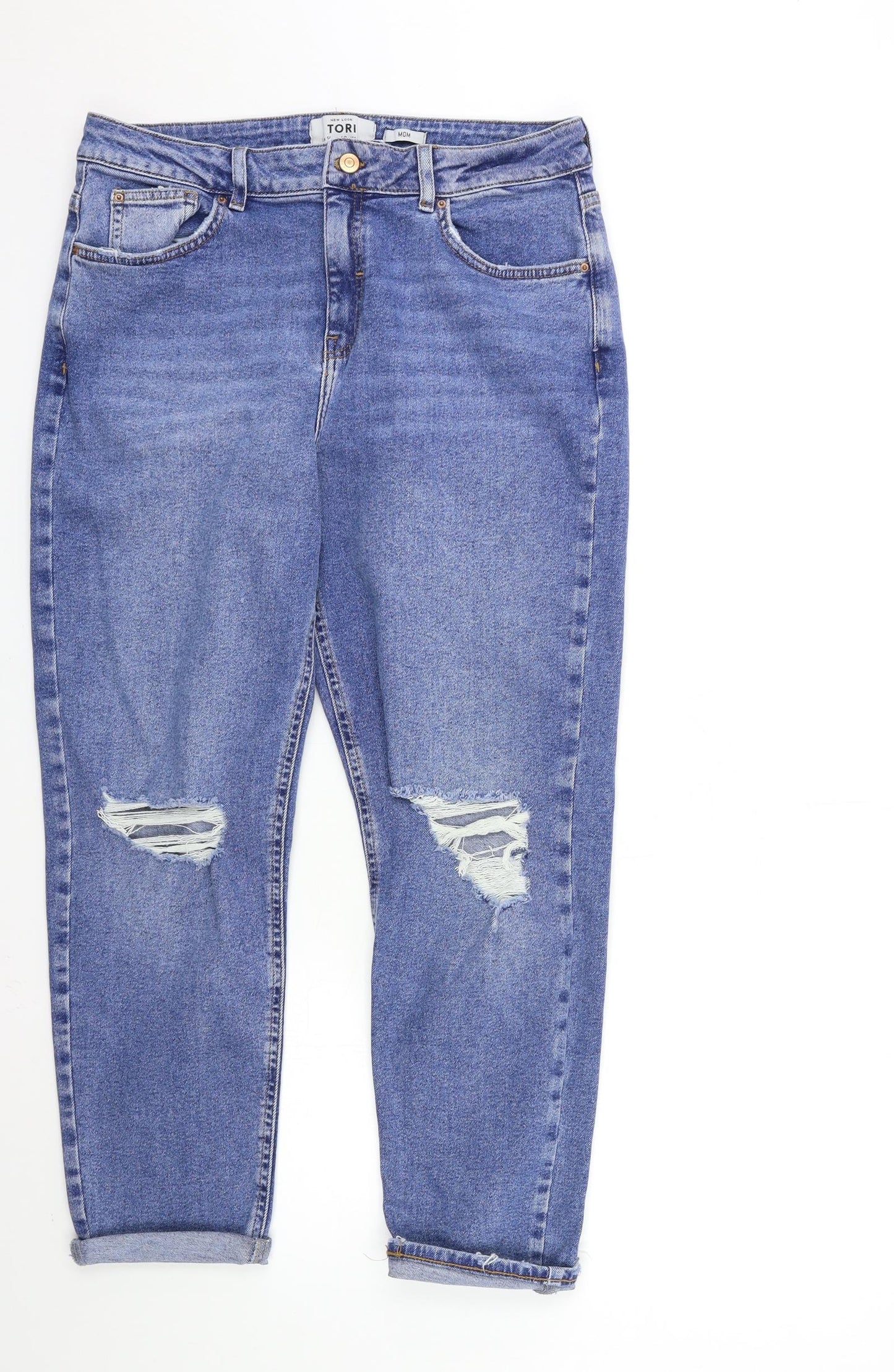 New Look Womens Blue  Denim Mom Jeans Size 14 L25 in