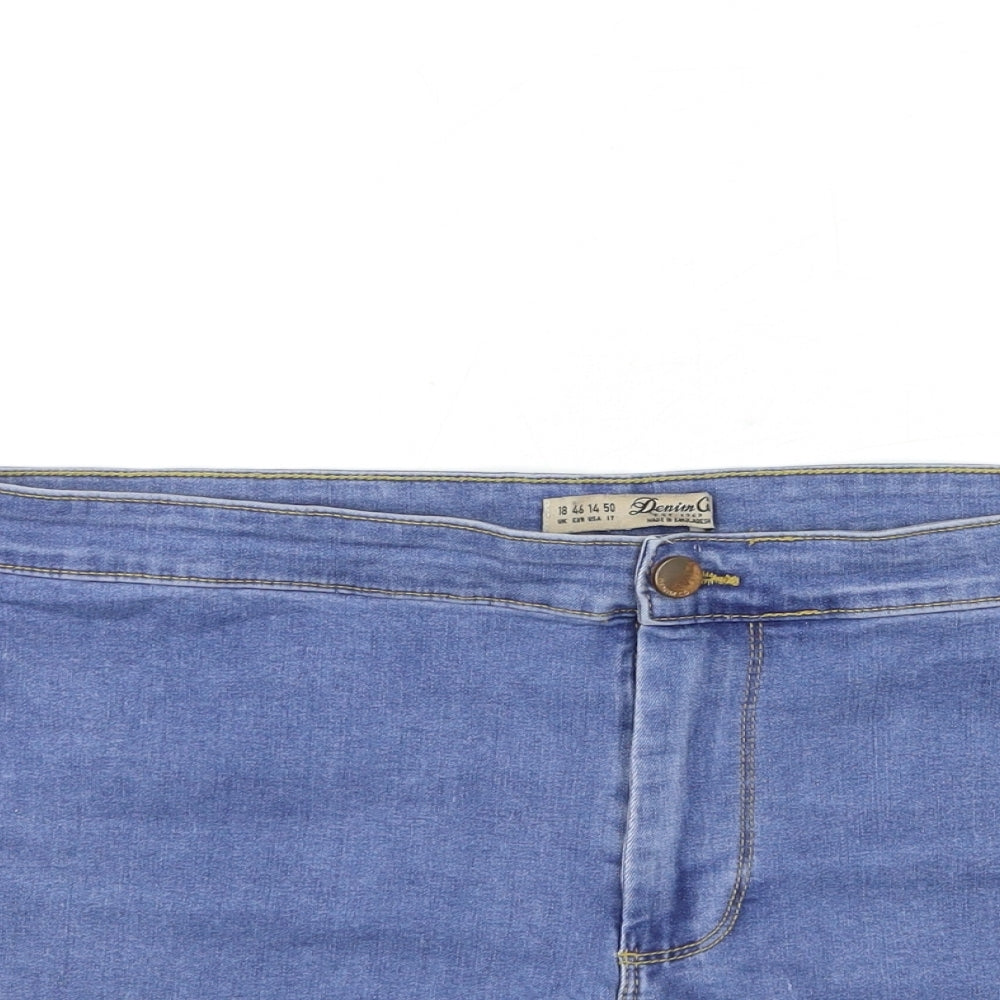 Denim & Co. Womens Blue  Denim Hot Pants Shorts Size 18