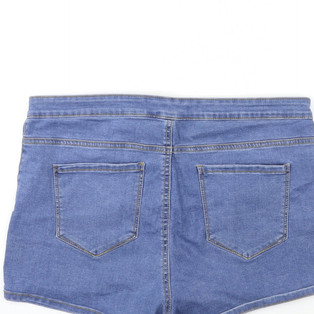 Denim & Co. Womens Blue  Denim Hot Pants Shorts Size 18