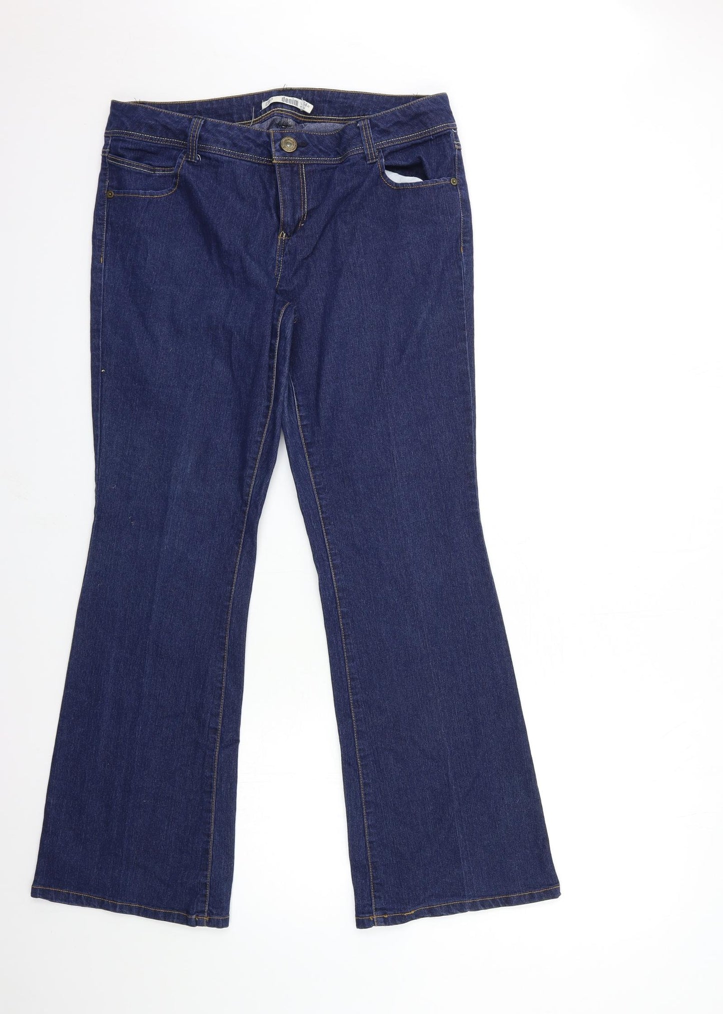 Dorothy Perkins Womens Blue  Denim Flared Jeans Size 14 L31 in