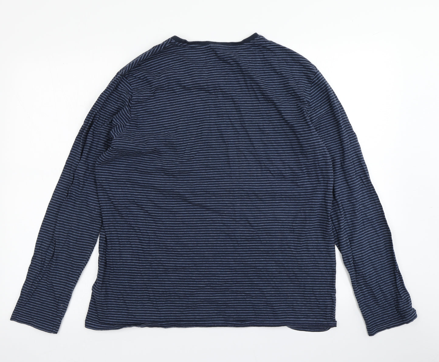 M&S Mens Blue Striped   T-Shirt Size M