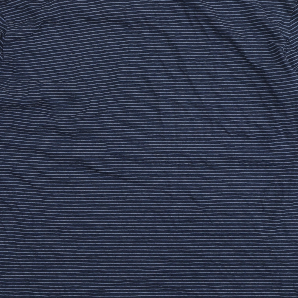 M&S Mens Blue Striped   T-Shirt Size M