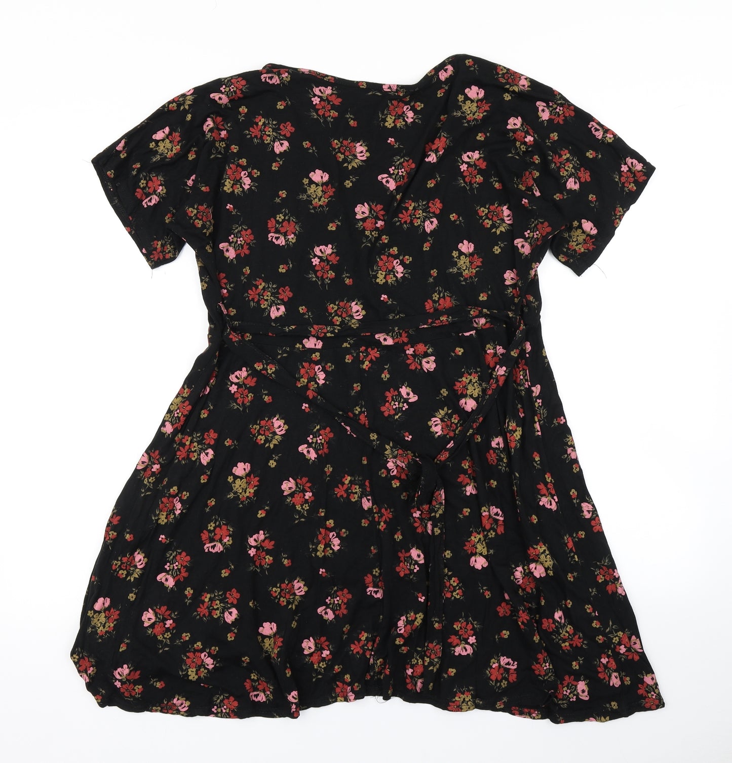 Boohoo Womens Black Floral  Skater Dress  Size 16