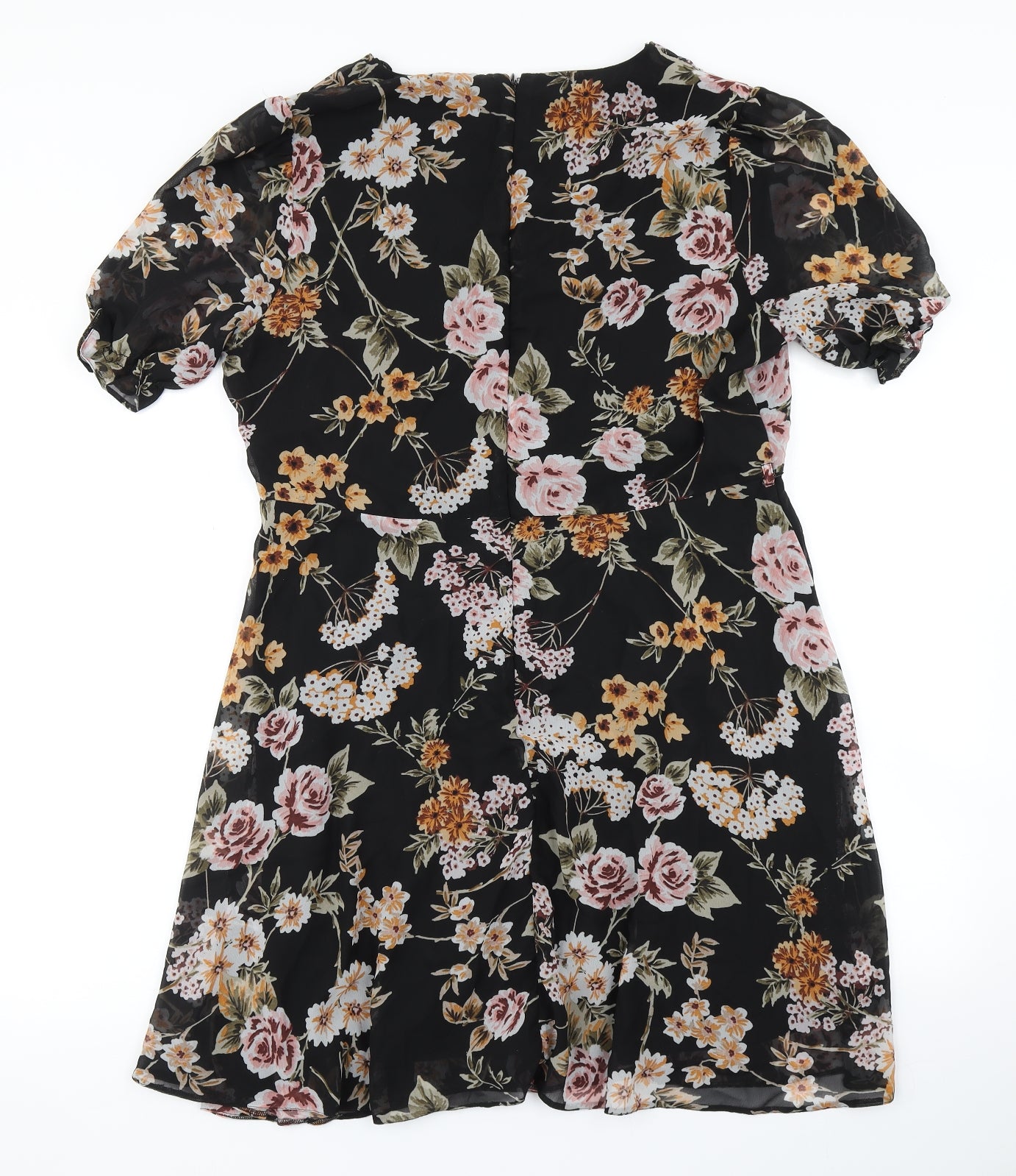 New Look Womens Black Floral  Skater Dress  Size 18