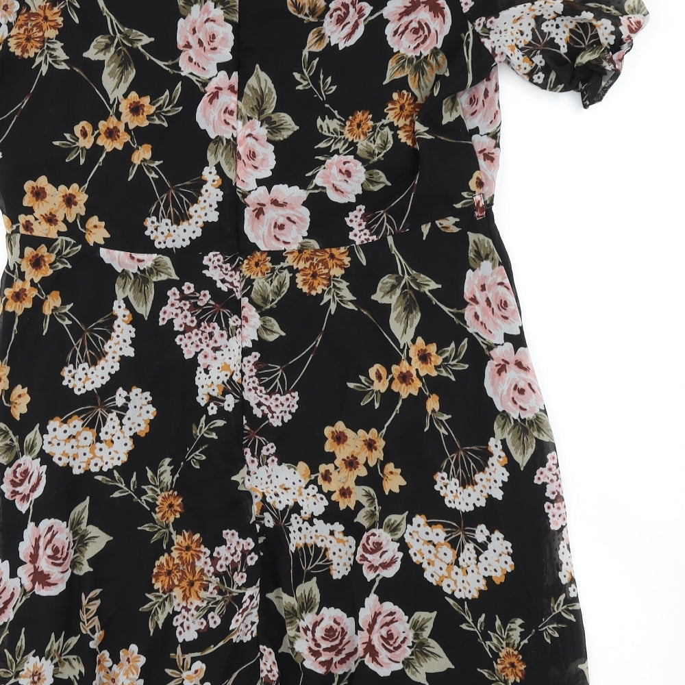 New Look Womens Black Floral  Skater Dress  Size 18