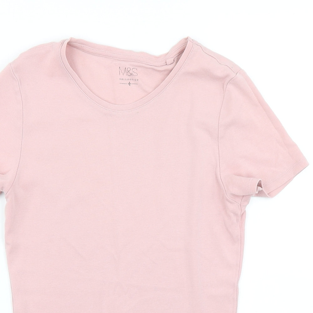 M&S Womens Pink   Basic T-Shirt Size 8