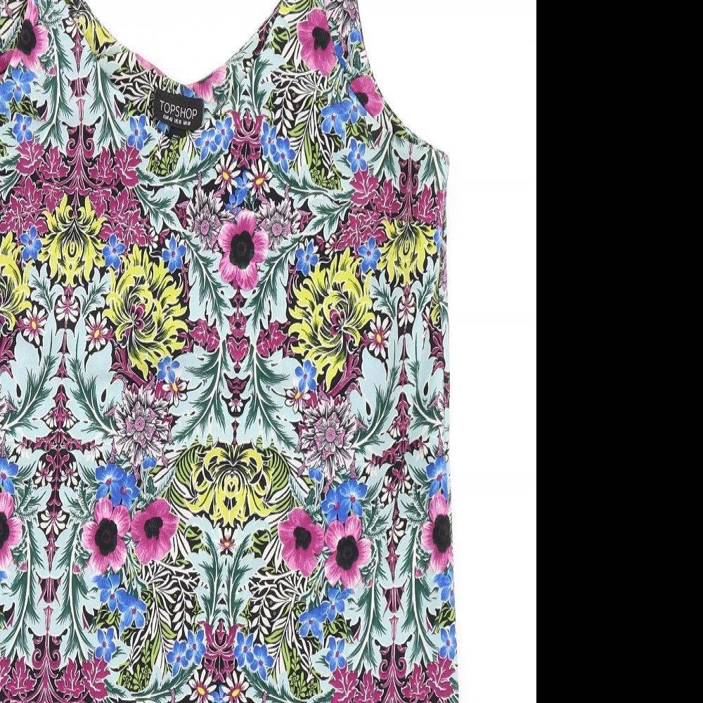 Topshop Womens Blue Floral  Slip Dress  Size 14