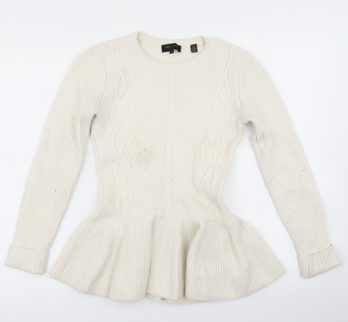 Ted Baker Womens Ivory  Knit Pullover Jumper Size S  - Peplum