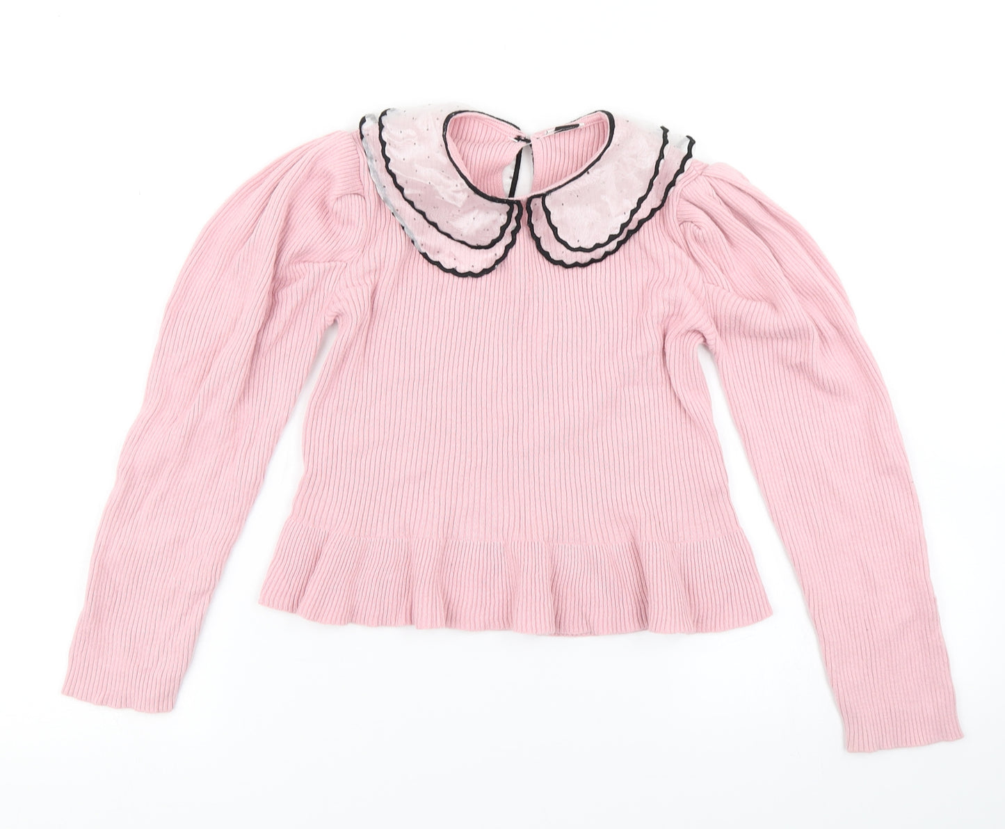 River Island Girls Pink  Knit Pullover Jumper Size 7-8 Years