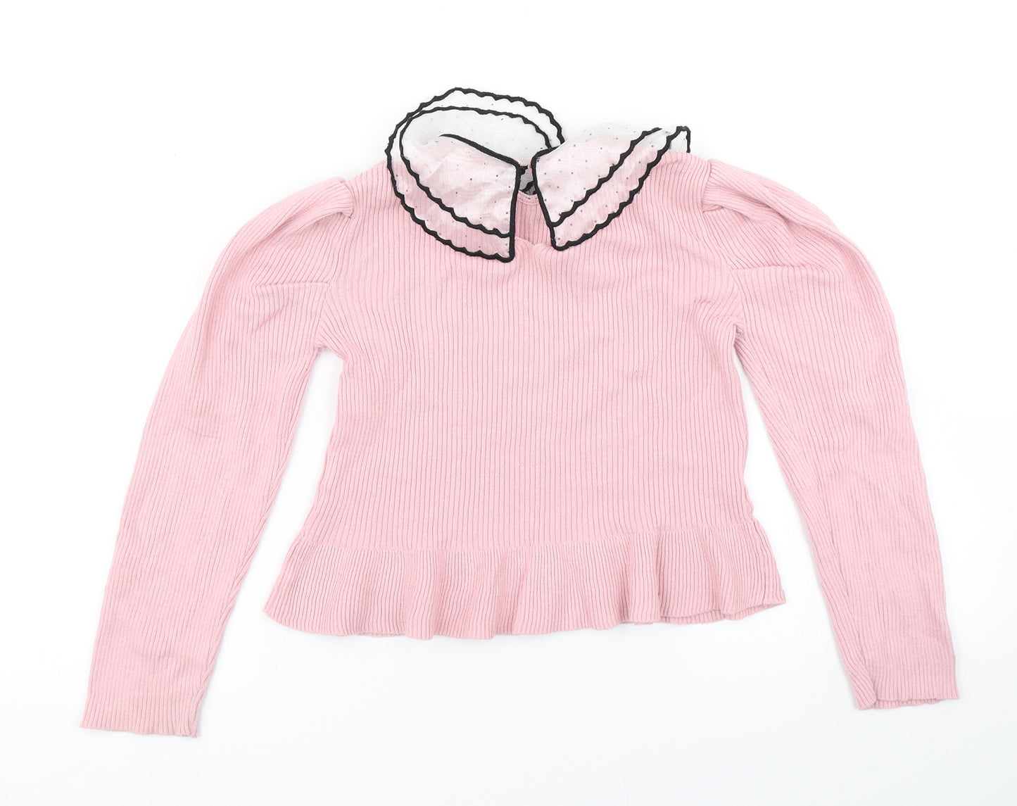 River Island Girls Pink  Knit Pullover Jumper Size 7-8 Years