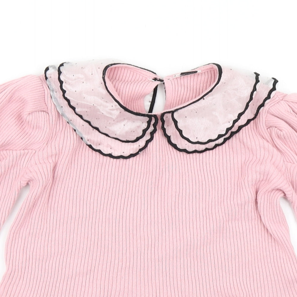 River Island Girls Pink  Knit Pullover Jumper Size 7-8 Years