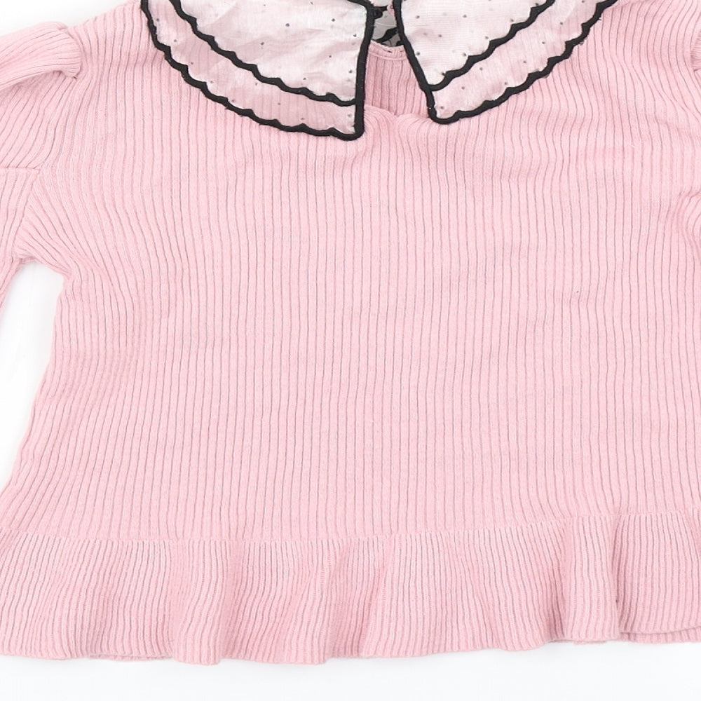 River Island Girls Pink  Knit Pullover Jumper Size 7-8 Years