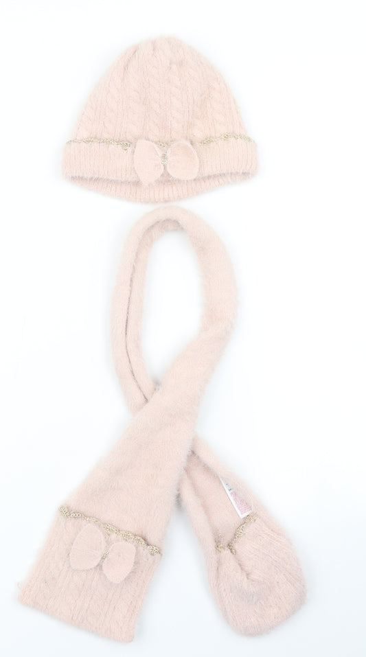 Monsoon Girls Pink  Knit Scarf Scarves & Wraps One Size  - With Hat