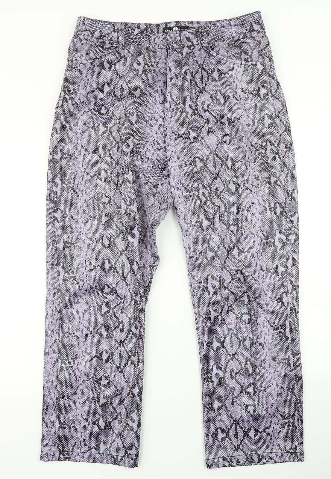 Daisy Street Womens Purple Animal Print  Chino Trousers Size 14 L25 in