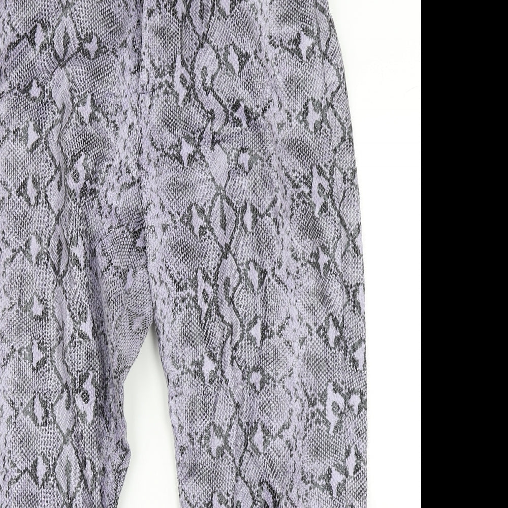 Daisy Street Womens Purple Animal Print  Chino Trousers Size 14 L25 in