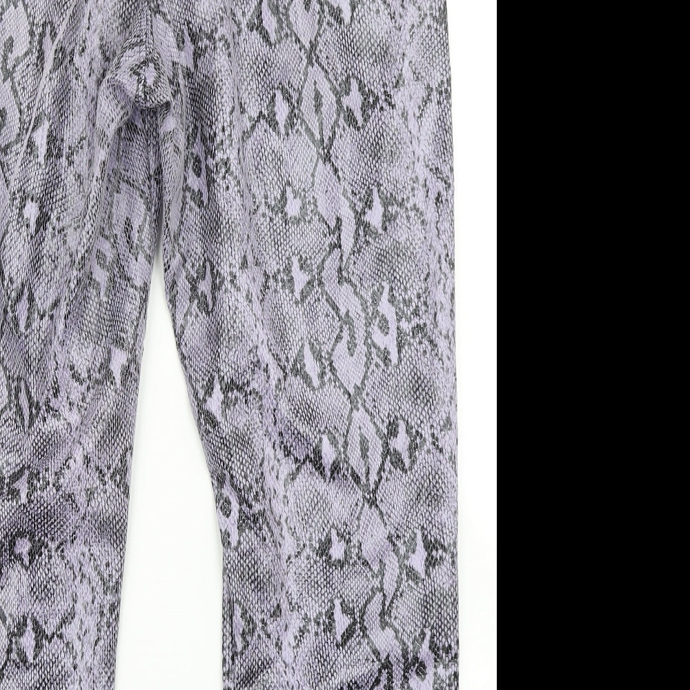 Daisy Street Womens Purple Animal Print  Chino Trousers Size 14 L25 in
