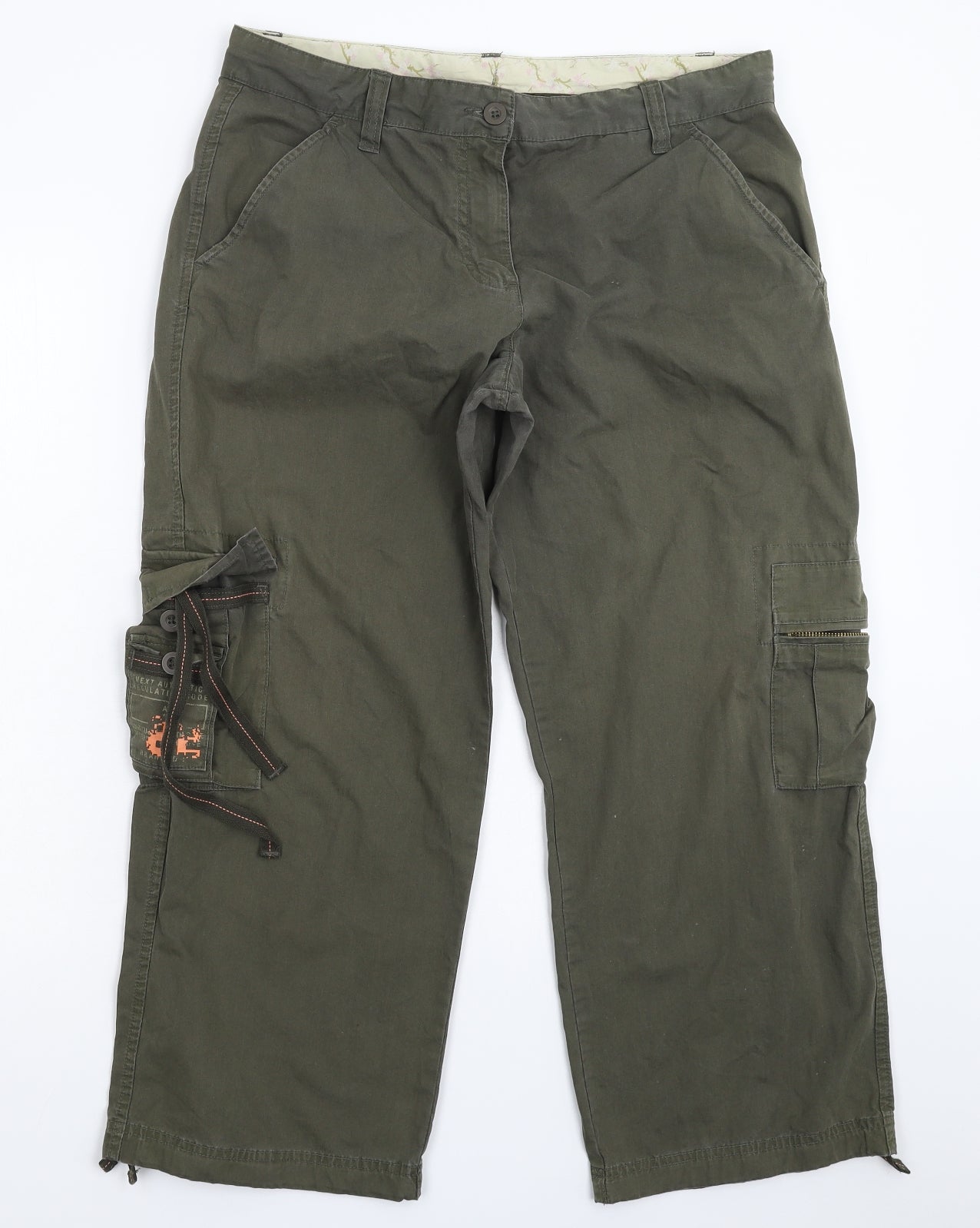 NEXT Womens Green   Cargo Trousers Size 14 L25 in