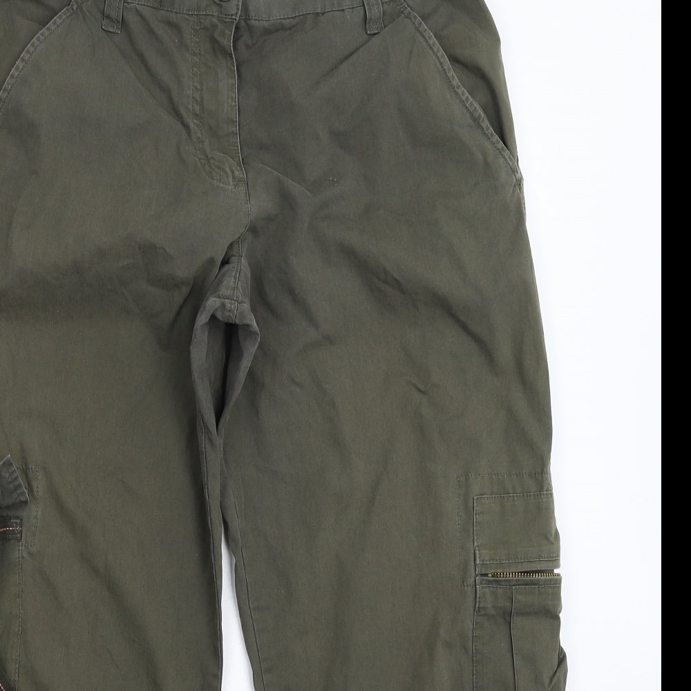 NEXT Womens Green   Cargo Trousers Size 14 L25 in