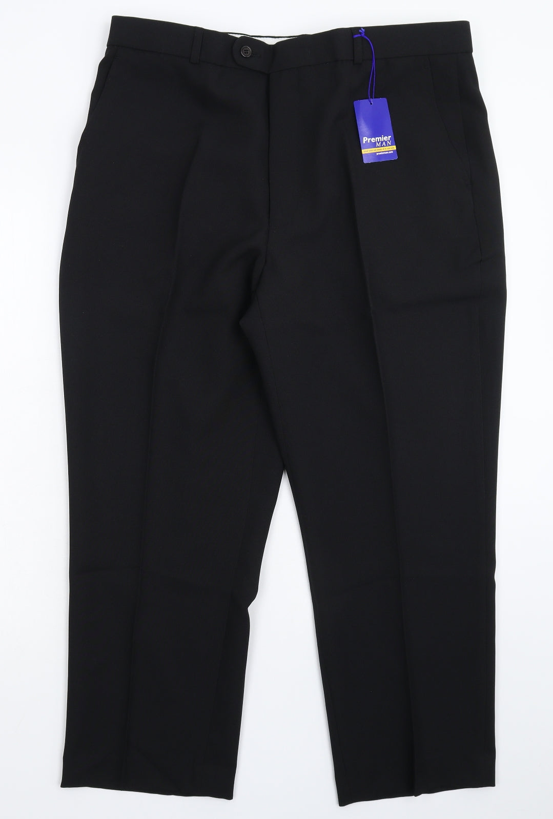 Premier Mens Black   Dress Pants Trousers Size 38 L28 in