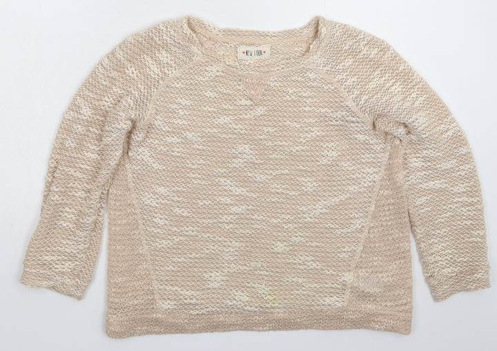 New Look Womens Beige  Knit Pullover Jumper Size 8